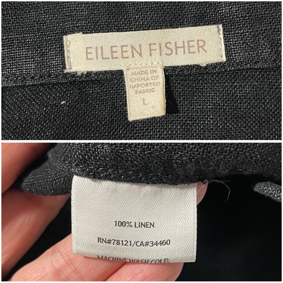 Eileen Fisher Black mock neck button down blazer size Large 100% Linen - Picture 6 of 6